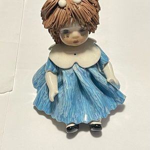 Vintage Signed Zampiva Doll Freckle Face Brown Spaghetti Made in Italy